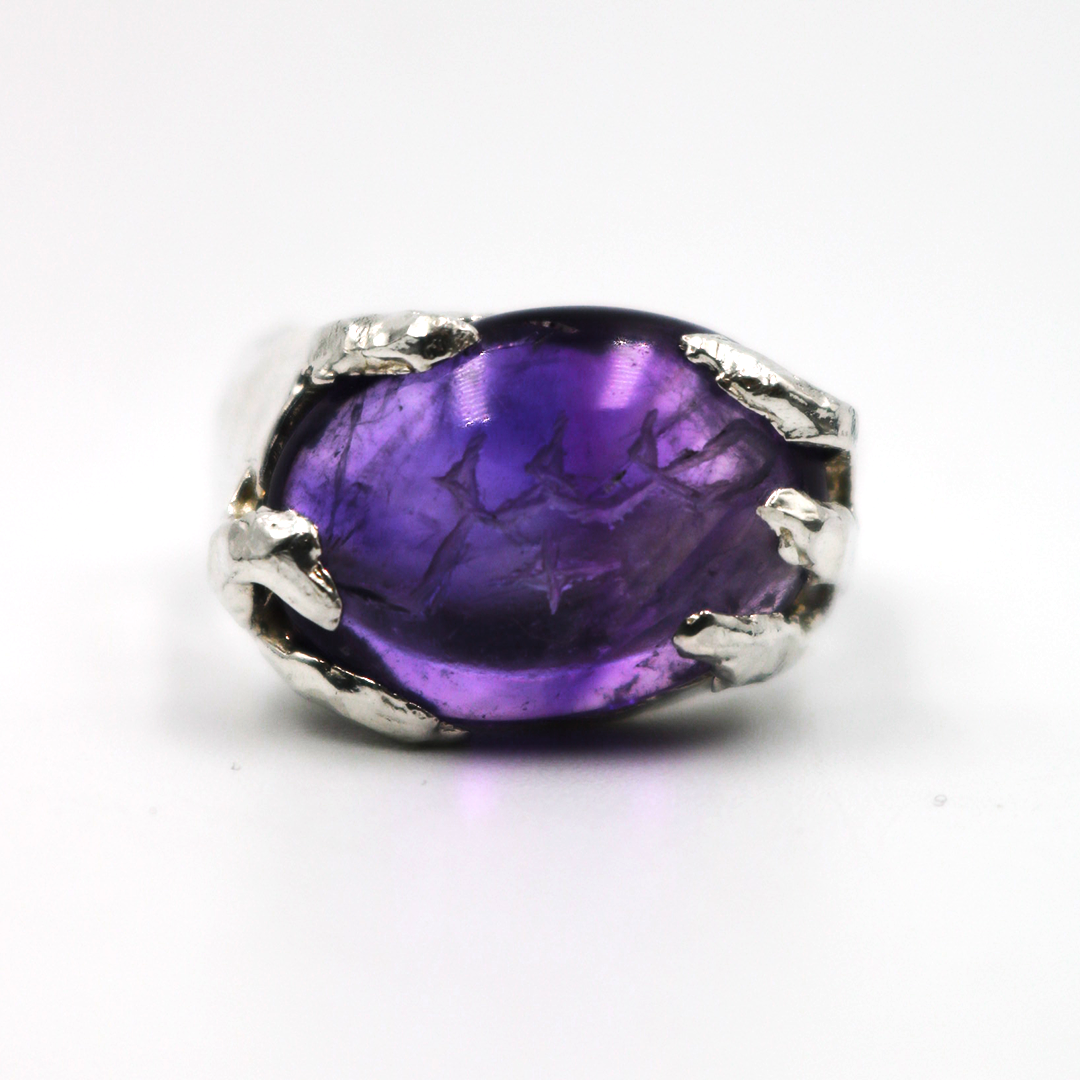 Large Custom Arabic Aqeeq Gemstone Ring