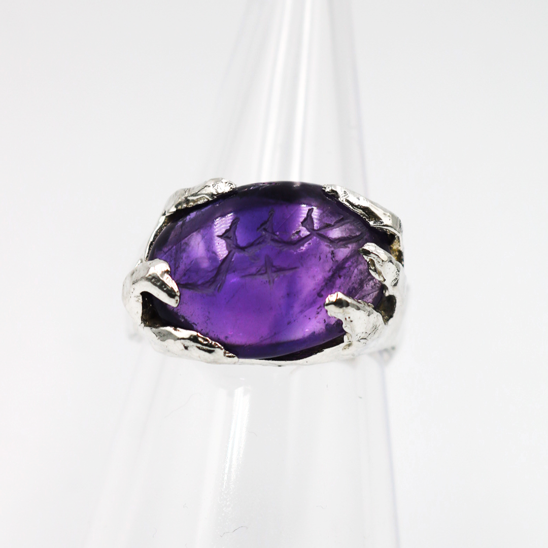 Large Custom Arabic Aqeeq Gemstone Ring