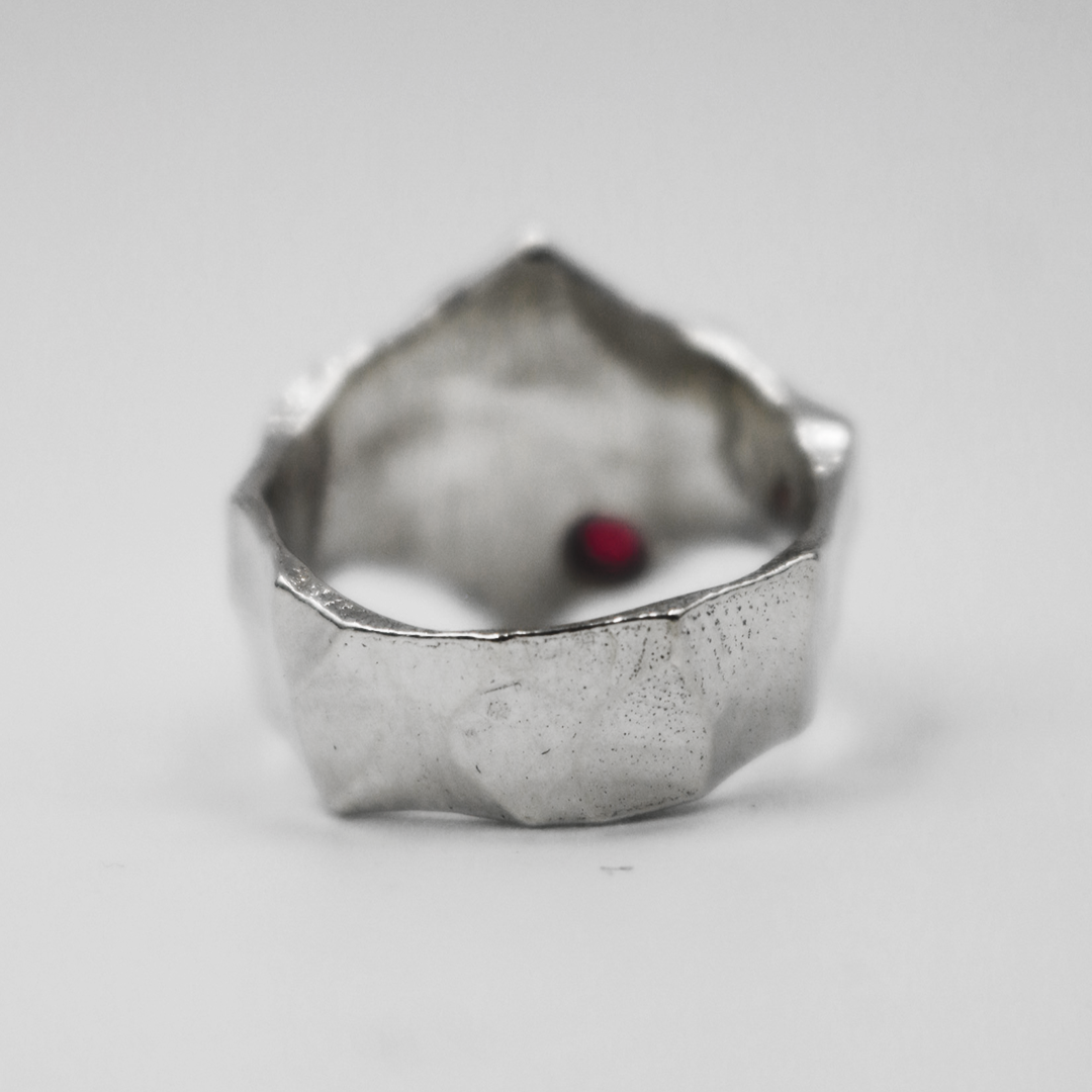 Custom Arabic Shield Ring + Gemstone