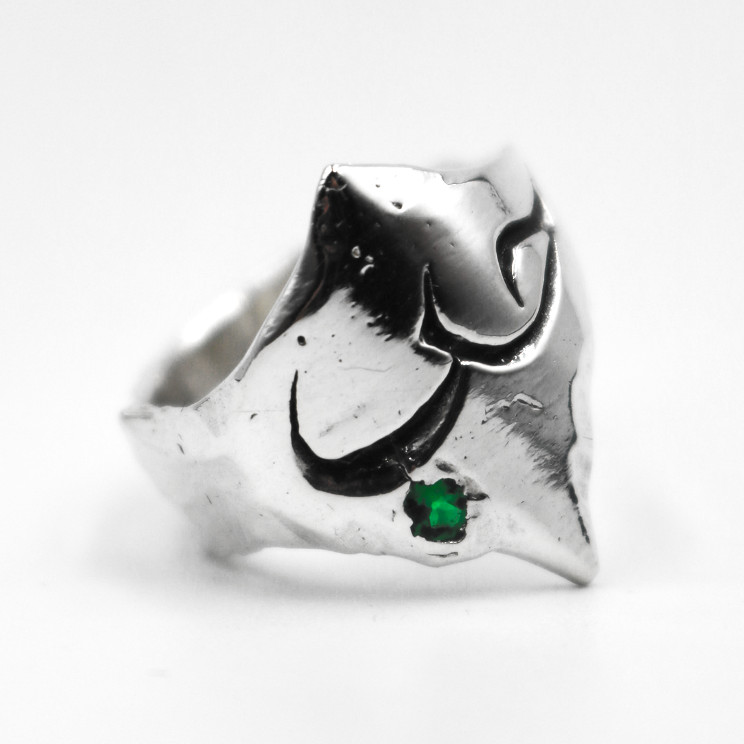 Custom Arabic Shield Ring + Gemstone
