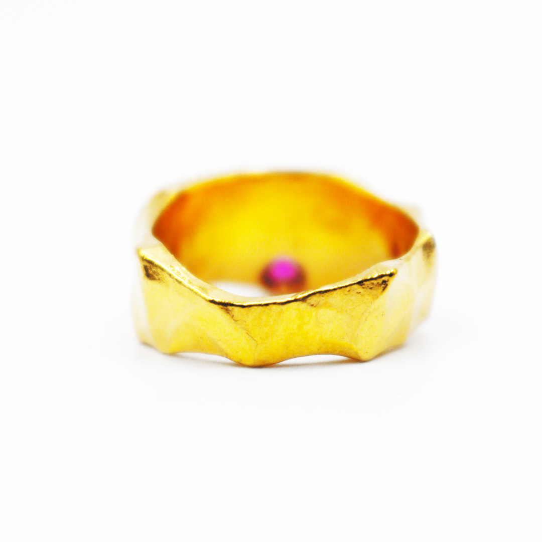 Sabr Ring + Ruby 24K Gold Plated