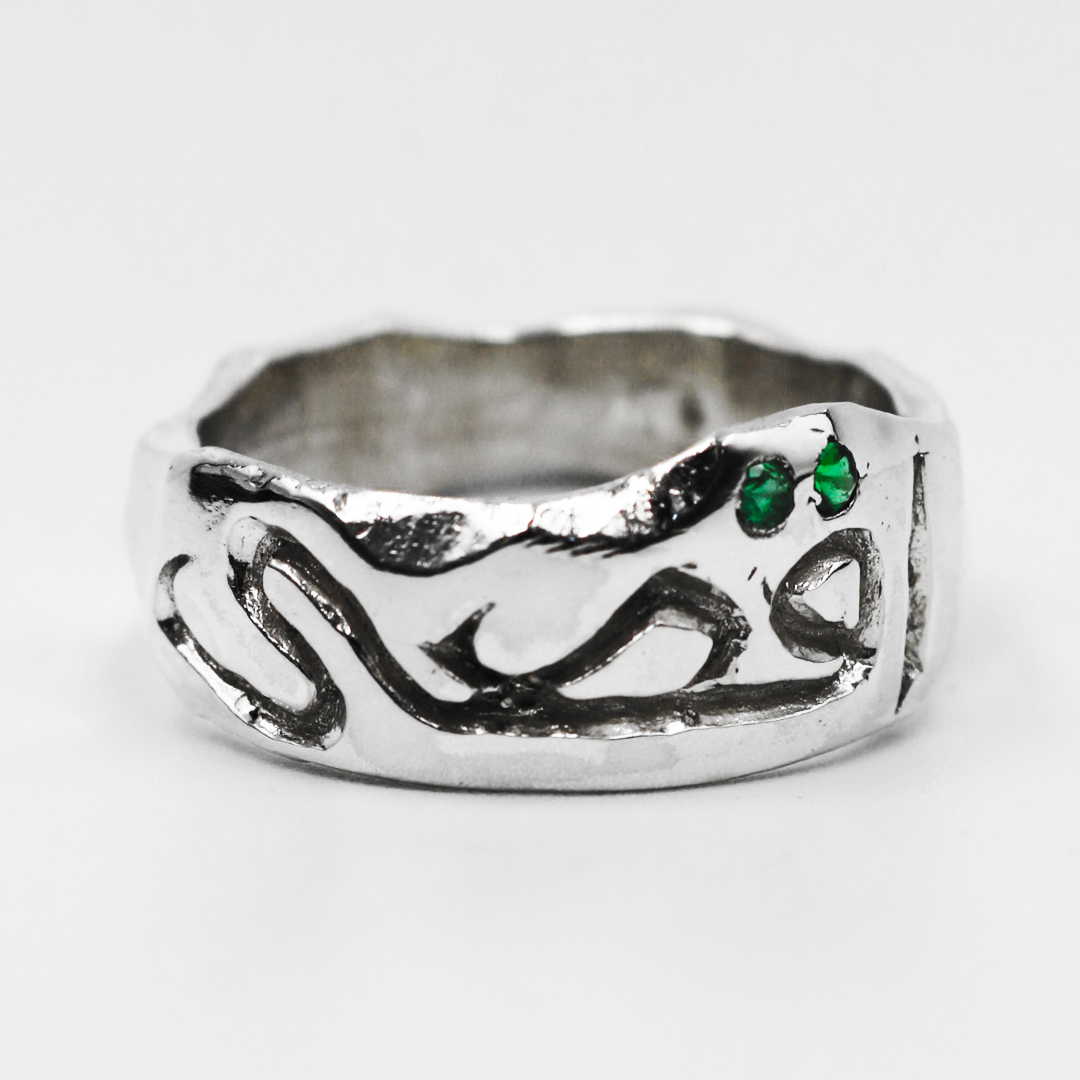 Custom Arabic Engraved Ring + Emerald