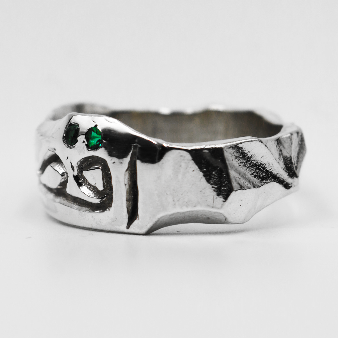Custom Arabic Engraved Ring + Emerald