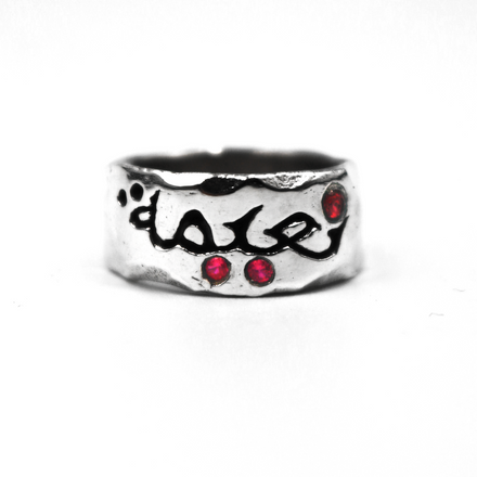 Custom Arabic Engraved Ring + Ruby